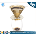 Titanium Coated Gold Pour Over Cone Dripper Reusable Stainless Steel Coffee Filter for Chemex, Hario, Carafes